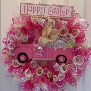 Easter bunny/buggy wreath (pink)